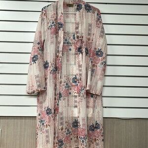 Jorja polyester sheer floral cardigan swim cover up‎ size medium